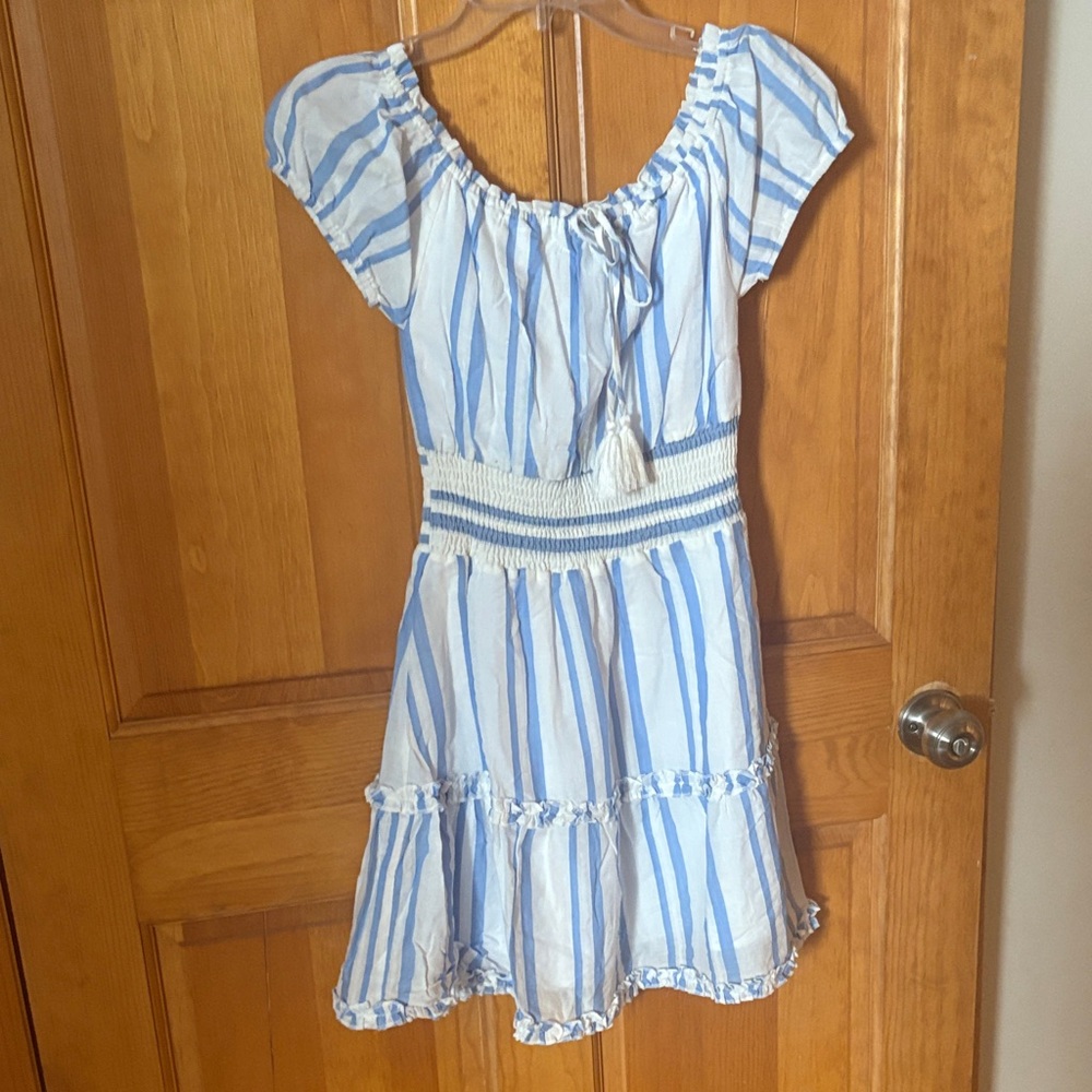 Chic Striped Blue and White Dress